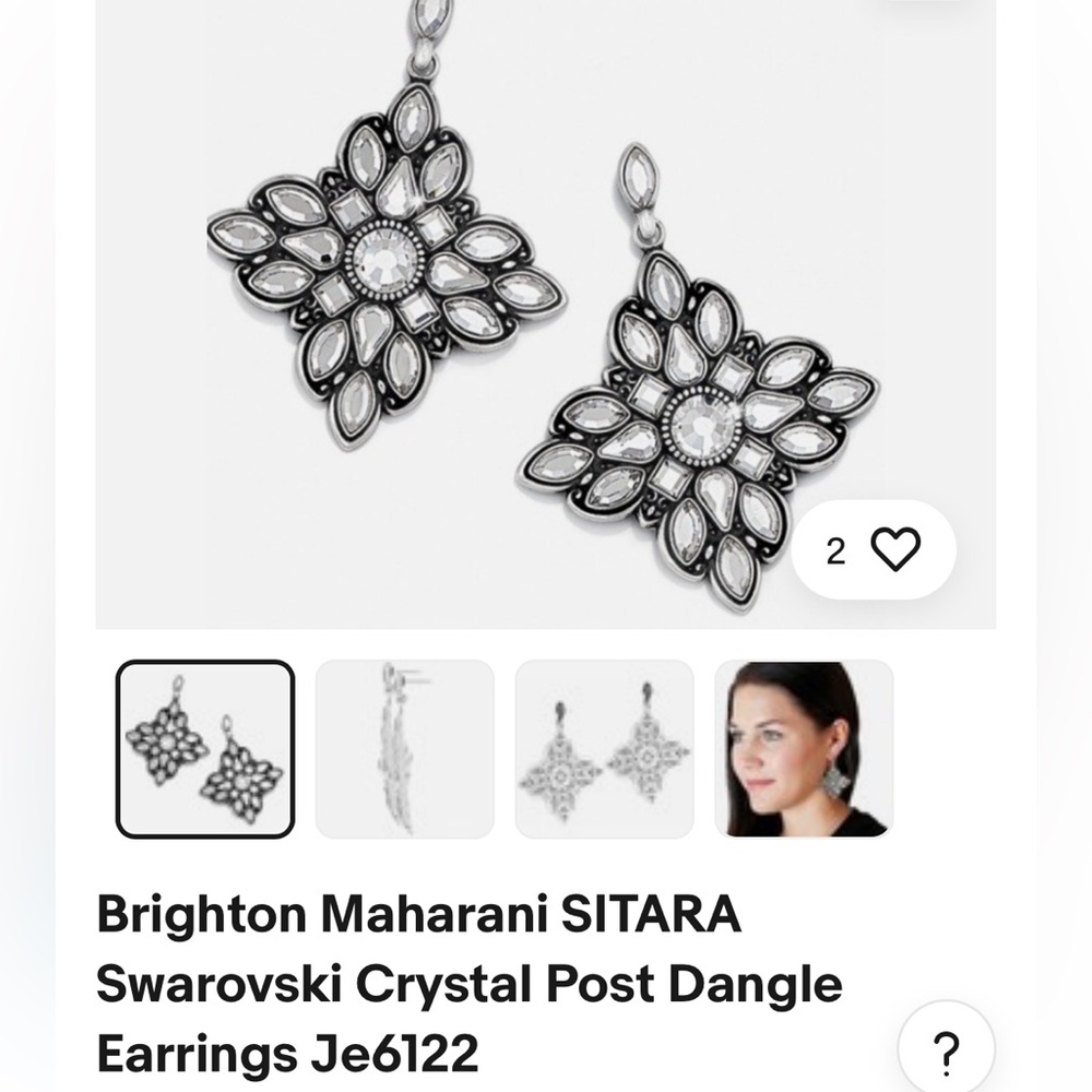 Brighton Silver-Tone Swarovski Crystal Floral Dangle Earrings